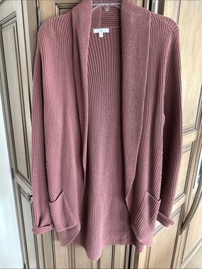 GAP Open-Front Cardigan Sweater in Dusty Rose